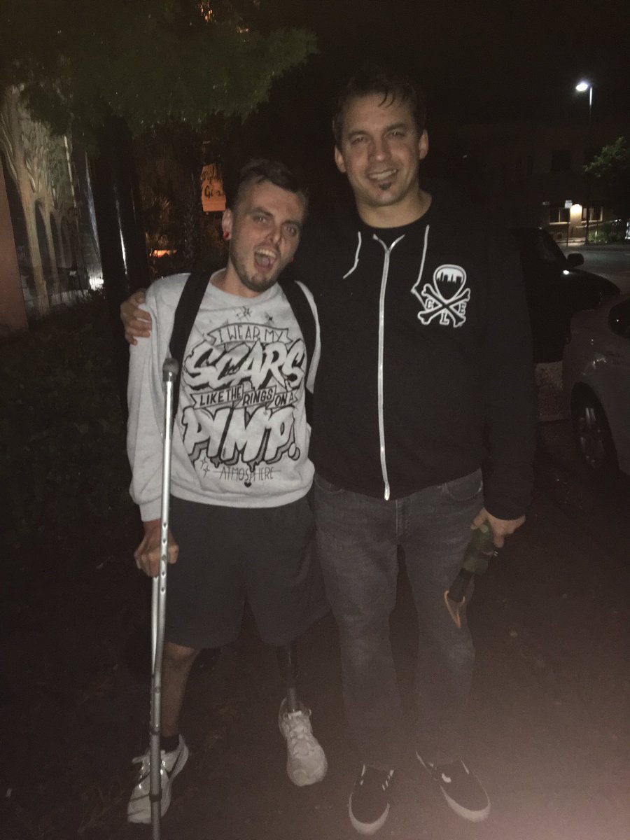 JustinDwyer's tweet photo. Thanks again for coming “down, down, down in Gainesville” and hanging with someone who truly wears their scars like the ring on a pimp. @atmosphere https://t.co/T0YdzP13fm