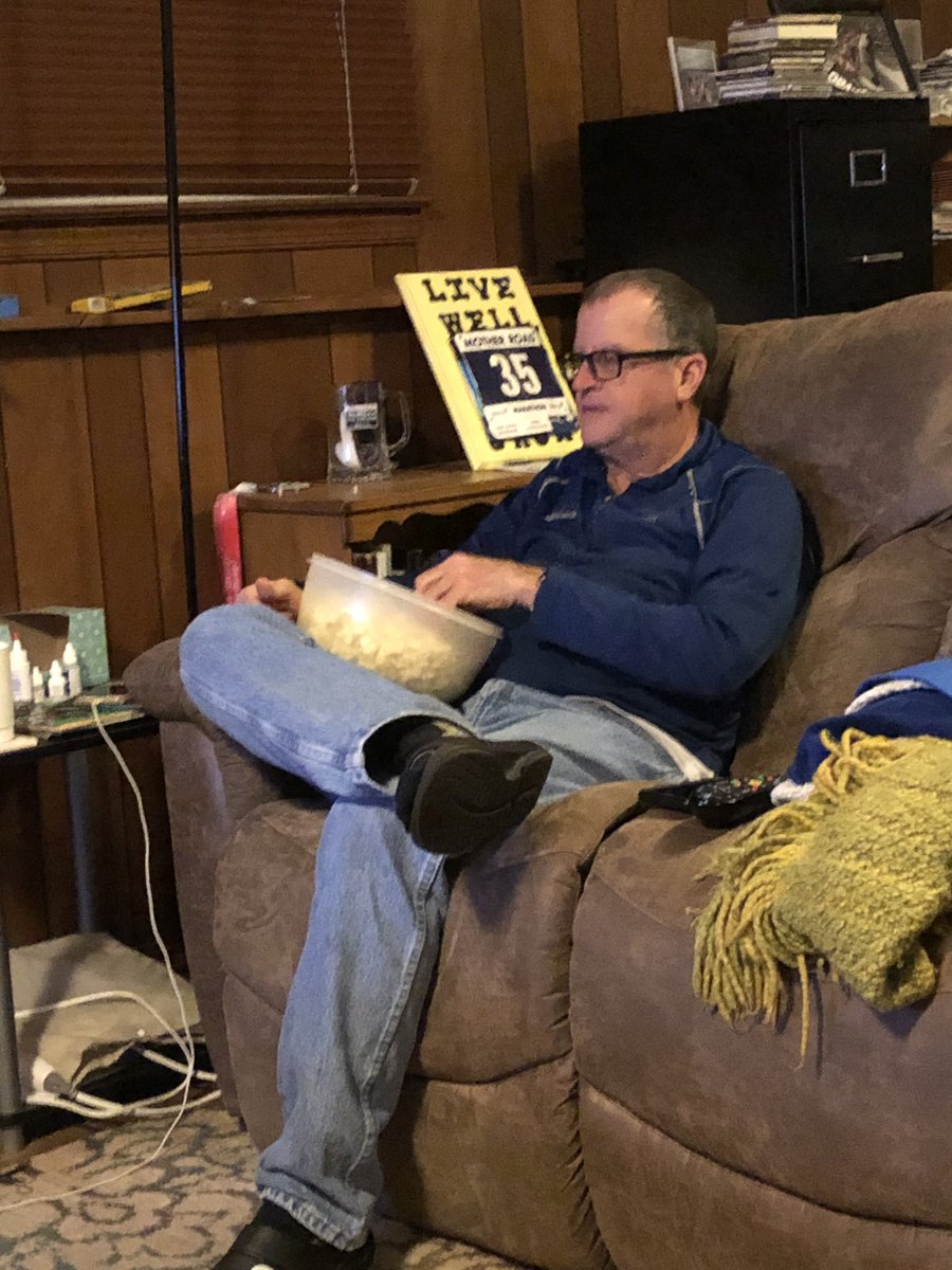 i_deCLAIREwar's tweet photo. My dad has sat in this spot, every single night, for the past 15 years and has eaten naturals simply salted popcorn @OrvillePopcorn #cutedad https://t.co/KlRPFxZkCA