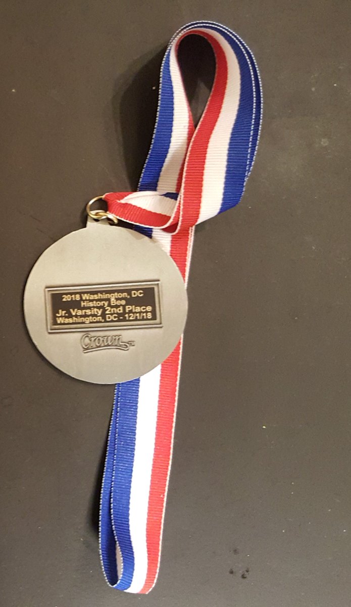 HistorybeeL's tweet photo. Dec 1, 2018: Wash DC History Bee &amp; Bowl Competion: Justin Ward of BASIS McLean takes 2nd Place overall in the JV History Bee Competition (individual comp) https://t.co/0v0D9Nnvz1