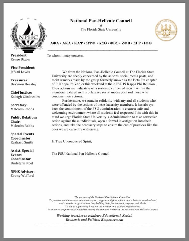 FSU NPHC tweet media