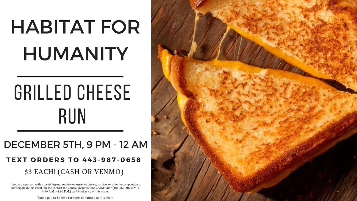 Take a study break and buy your grilled cheeses THIS WEEK!