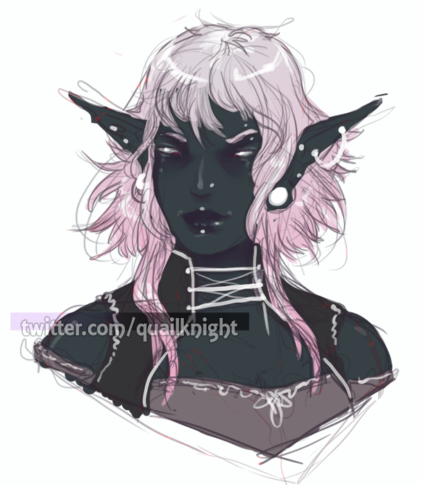 quailknight's tweet image. I spent all day working on commissions of two half-drow and it was great 

I'm not on the prompt list, YET
But I do have a few sketches that I haven't shared before so- 
For #drowcember day 2, this #drow NPC that my players haven't met yet but actually should meet really soon!!