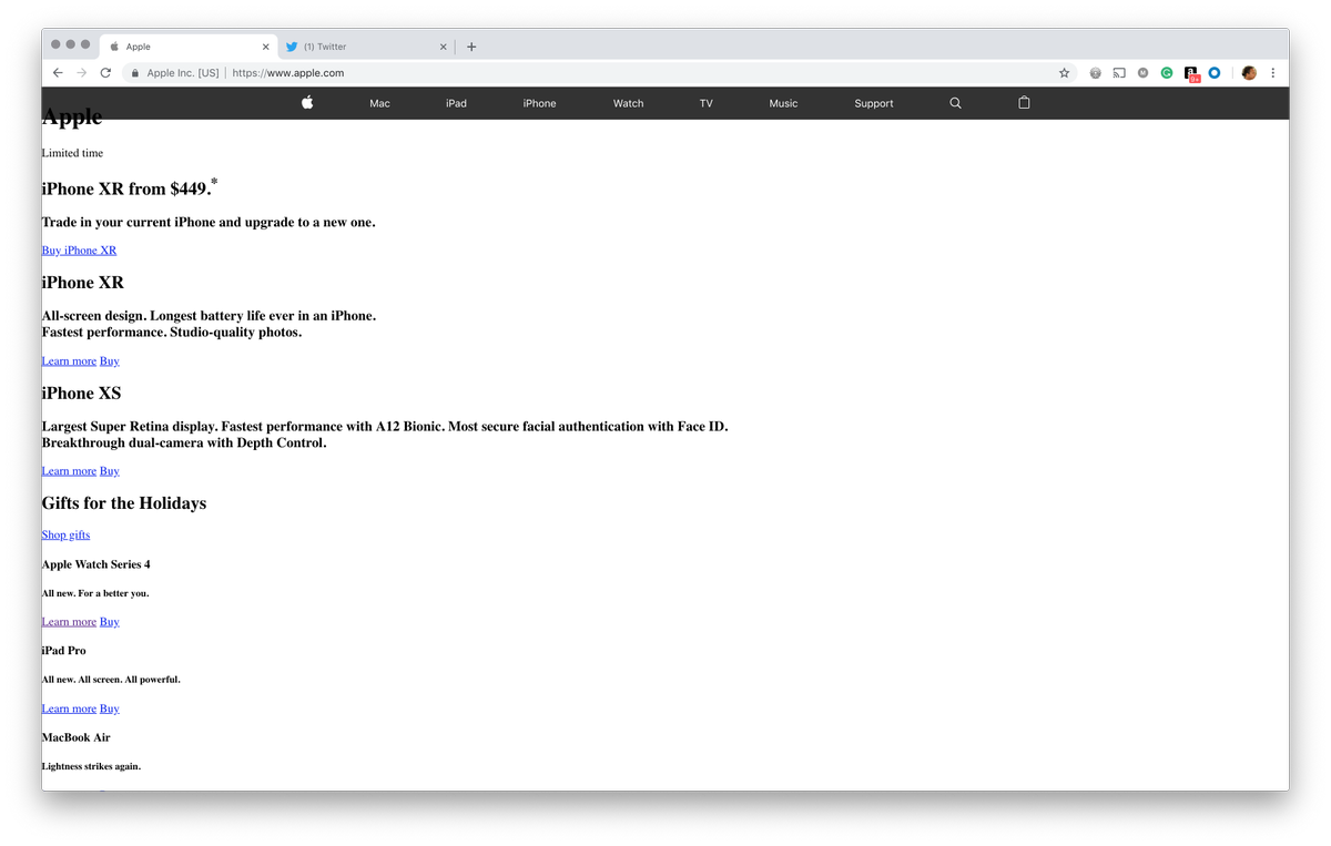 aviheidir's tweet photo. @apple what happened to your CSS? https://t.co/I8xBO8xWmj