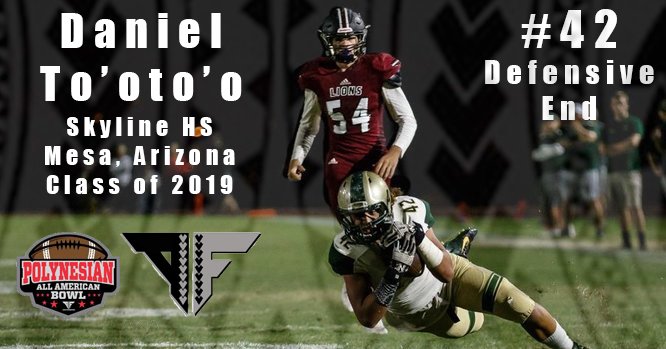 AIGAFoundation's tweet photo. Daniel Toʻotoʻo out of Skyline HS in Mesa, Arizona will be plaing in AIGA Foundation's 8th Annual Polynesian All-American Bowl this January 5th, 2019 at St. John Bosco (Bellflower, CA) #PAAB2019 #AIGA https://t.co/iZwElQeM4y
