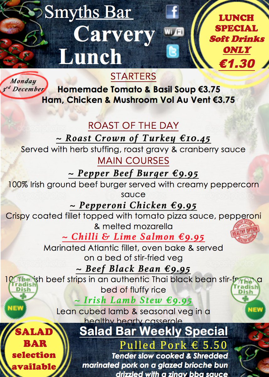 SmythsIcon's tweet photo. Check out todays carvery menu at Smyths! https://t.co/xzDcCL5aK2