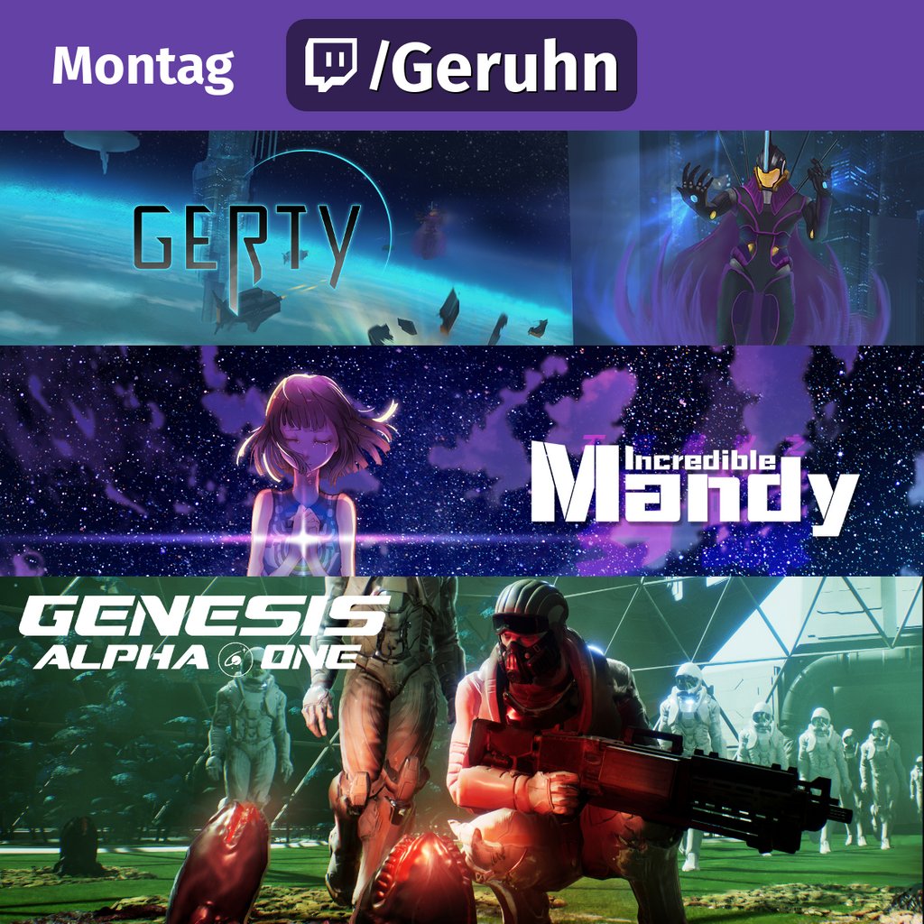 Geruhn's tweet photo. bemusterte Werbung
Vor unserem #Charity-Event am Donnerstag, streame ich weiter:
- #GertyGame von Spawn Point OSK(@GertyGame)
- #IncredibleMandy von Dotoyou Games(@InMandyGame)
- #GenesisAlphaOne von Radiation Blue(@GenesisAlphaOne) und @Team17Ltd
Ich hoffe ihr schaut rein! https://t.co/hvqudKF7xn