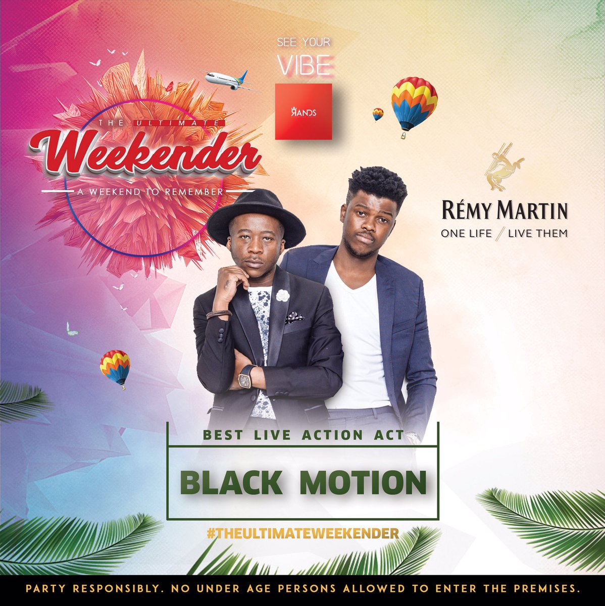 randscapetown's tweet photo. Shutting it down today with Black Motion @Shimza01 @Sjava_ATM @DacapoSA itβs the finale of #TheUltimateWeekender #SeeYourVibe Tickets are available at the gate βΌοΈβΌοΈ Gates are open 5pm. https://t.co/qnKPy6NF7T