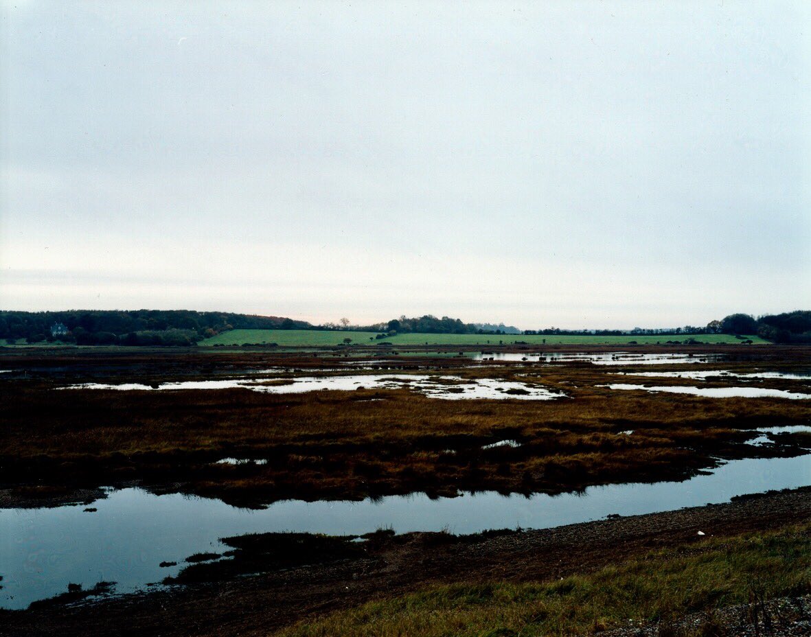At the mouth of the estuary, land and water lose themselves together, the eye sees only water and land floating on water.. They move out into the dusk and leave the water-land to the ear alone.. J A Baker, December 3rd, The Peregrine (image: Dingle Marsh, Dunwich, 2007 c-print)