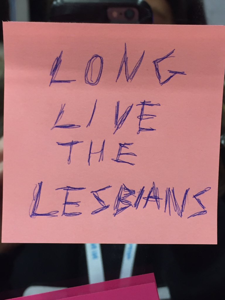 DubLesbianLine's tweet photo. At the end of the Lesbian Safe Space at Pink Training we asked everyone to write a positive message on a post it and hung them up for everyone to read. Our message this weekend was to encourage and empower each other.
#pinktraining18
#LGBT
#lesbian https://t.co/d5wnqeR9c8