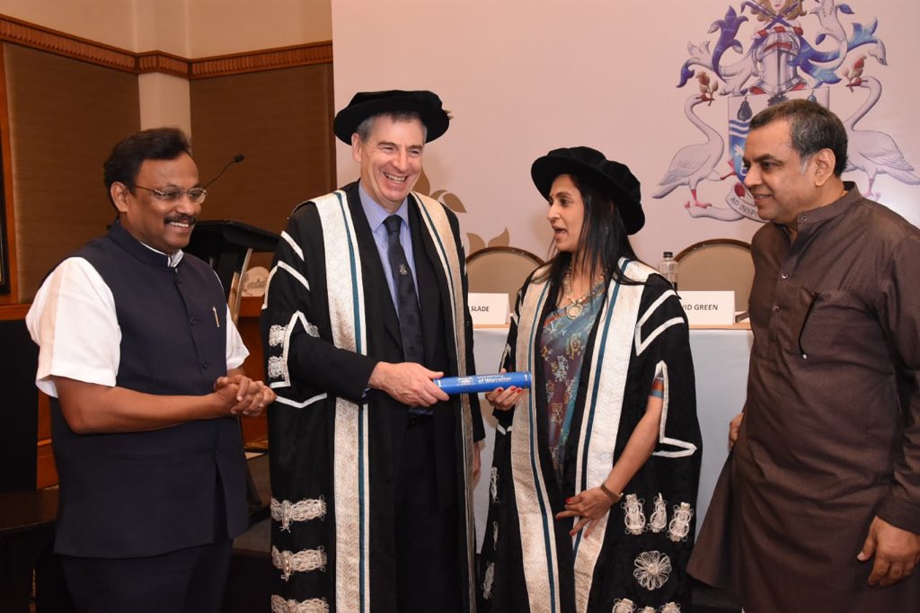 TawdeVinod's tweet image. It was a delight to join ‘Celebrating Inclusion’, hosted by @worcester_uni for the honorary doctorate felicitation of Dr. Swaroop Sampat ji for her noteworthy contributions to the field of education &amp;amp; inclusion. I extend my best to her and her journey further with #MIEB.