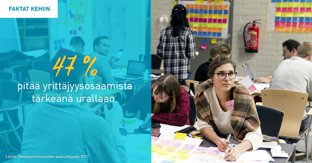 TEK_akateemiset's tweet photo. Vastavalmistuneiden palautekyselyyn vastanneista 47 % pitää yrittäjyysosaamista tärkeänä urallaan. #Yrittäjyys on tällä viikolla fokuksessa myös #Oxygen2018 -tapahtumassa, #Slush18'ssa sekä #Unikorni2018-finaalissa. Lisätiedot löydät TEKin kalenterista https://t.co/wGe1MSbORo. https://t.co/vbZjOkLBHw