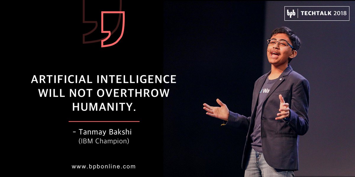 bpbonline's tweet photo. "Artificial Intelligence will not overthrow humanity." - @TajyMany
#QuestForExcellence #BPB #AI #TechTalk2018 @ApeejayStyagrou https://t.co/9iECTvlITn