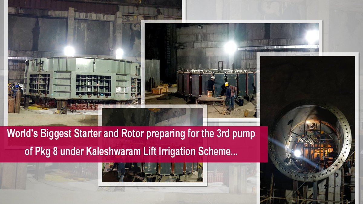 BestProjectsInd's tweet photo. World's Biggest Starter and Rotor preparing for the 3rd pump of Pkg 8 under Kaleshwaram Lift Irrigation Scheme...
#meil #megha #meghaengineering #meilcompany #klip #klis #kaleshwaram#pkg8 #package8 #medigadda #sundilla #annaram #godavari @BestProjectsInd @MEILcompany https://t.co/2RqgWTxmdq