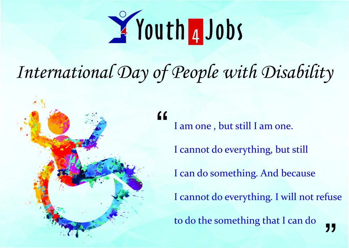 Youth4Jobs's tweet photo. For #Y4J everyday is a day celebrating the #Ability in #Disability of persons with disability. Y4J will continue to work alongside #PwDs , communities, the Indian Government and corporates for A better Future for Young India

#IPWD2018 #Inclusion #AbilityInDisability #Youth4Jobs https://t.co/EYITMOuAy1