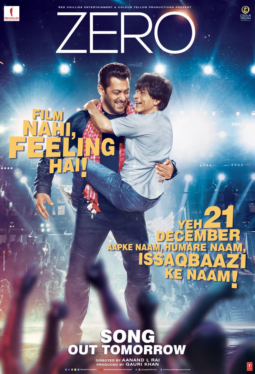 aky_srkfan's tweet photo. So, the biggest song of the year #2Zero18 is out tomorrow. #Issaqbaazi is keenly awaited by both @iamsrk & @BeingSalmanKhan fans. Get ready to see YouTube crashing again. #IssaqbaaziOutTomorrow #Zero @Zero21Dec @aanandlrai @RedChilliesEnt @vfx_redchillies @cypplOfficial @TSeries https://t.co/LDgvTd7uqI