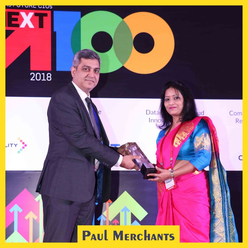 PaulMerchants1's tweet photo. We are delighted to announce that our CTO – Ms. Shweta Srivastava @ShwetaSafe has been recognized by - The NEXT 100 as an achiever CTO and a prospect with potential to be the next generation of Indian CIO’s.
#PaulMerchants #NextCIO #ITNEXT #Achiever #CTO #CIO #TeamAchievements https://t.co/8ZCfvQfHeh