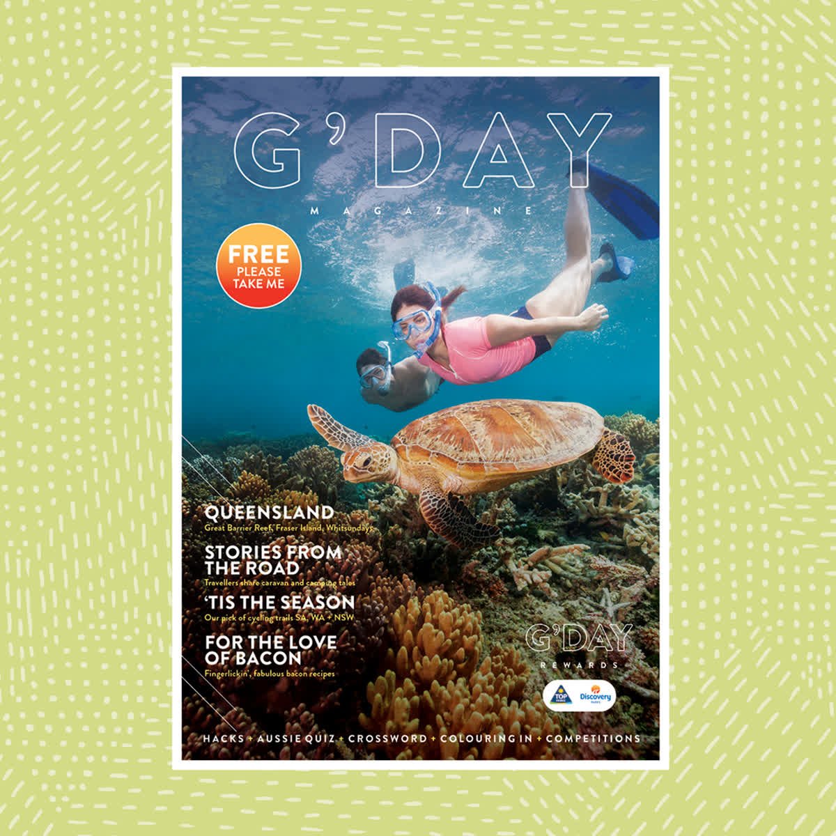 discovery_parks's tweet photo. We're happy to share that our latest issue of @GDAYMagazine has hit #DiscoveryParks and #TopParks across #Australia! Get your FREE copy and check out our stories about #Queensland, #camping recipes, hacks and travel tales or read online: https://t.co/FroMtvmZuz #SeeAustralia https://t.co/ULONOrBxeI