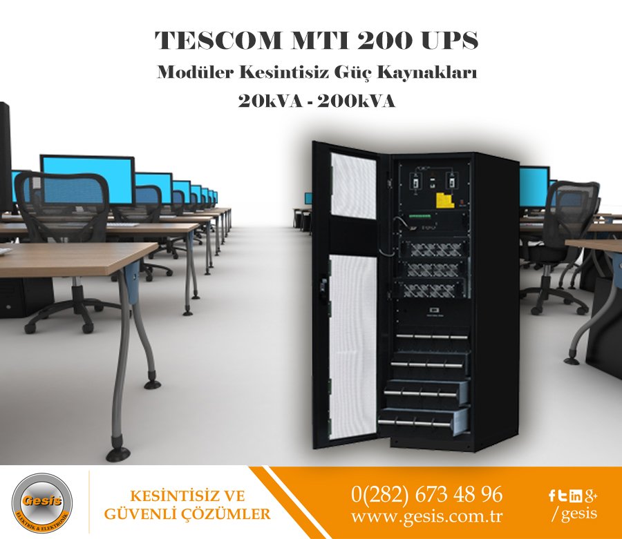 Tescom MTI 200 #UPS Serisi 
Modüler Kesintisiz Güç Kaynakları
gesis.com.tr/kesintisiz-guc…
#enerji #güç