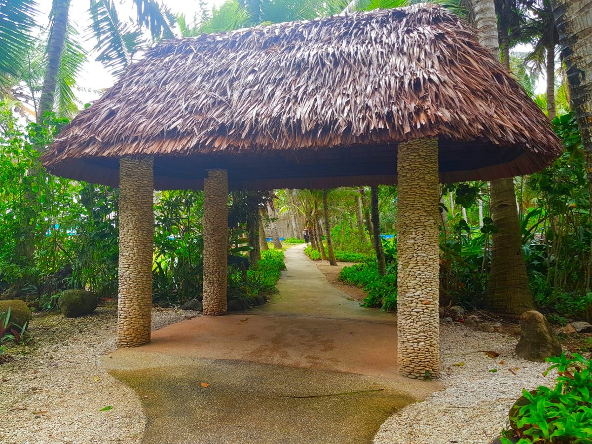 Well structured gazebo using natural stone and roofed with local grass known 'nipa'. #gazebo #gardengazebo. 👉 dream-yard.com/dream-yard-sit…