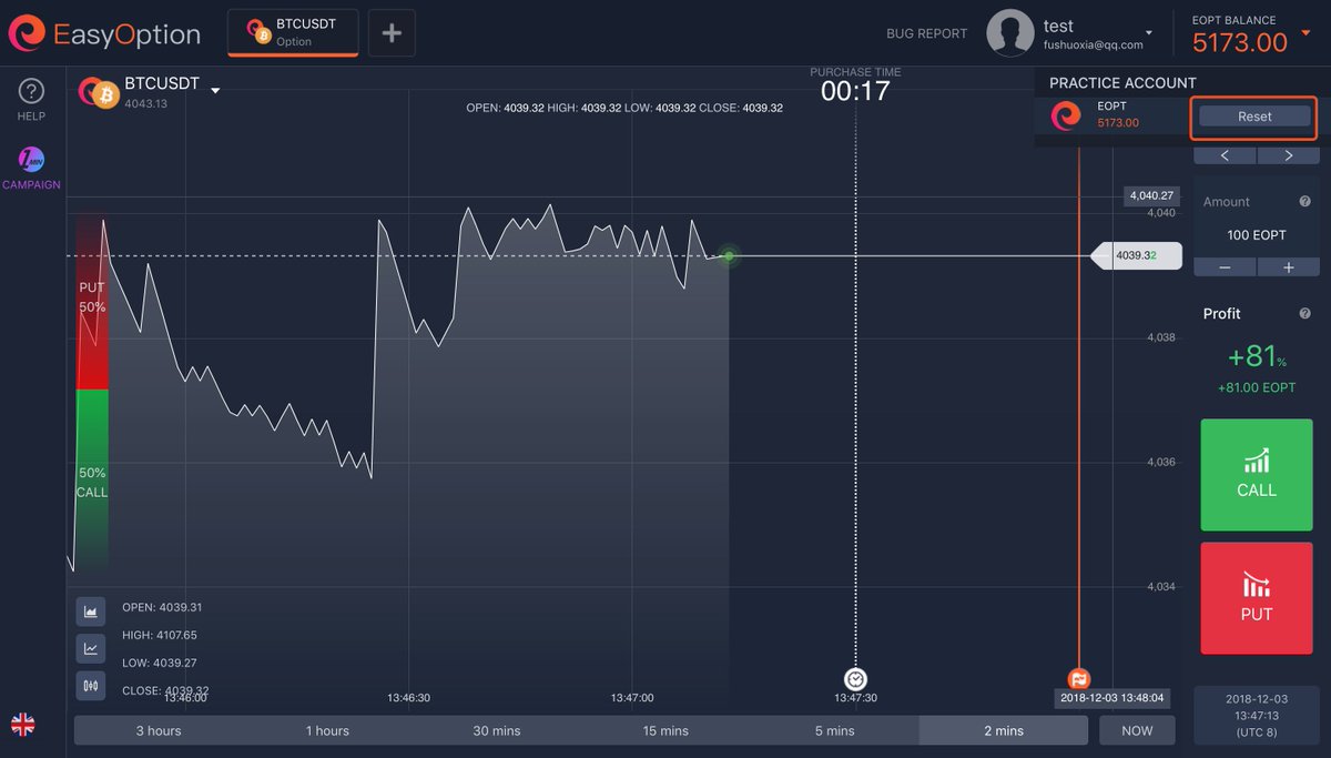 EasyOption_io's tweet image. 【EasyOption will open the "Reset" function of EOPT in test-net】

♦️ If you lose all your EOPT in test-net trading, you can click "Reset", and your balance will return to 5000 EOPT. 

for detail: 
👉bit.ly/2Eb0waR