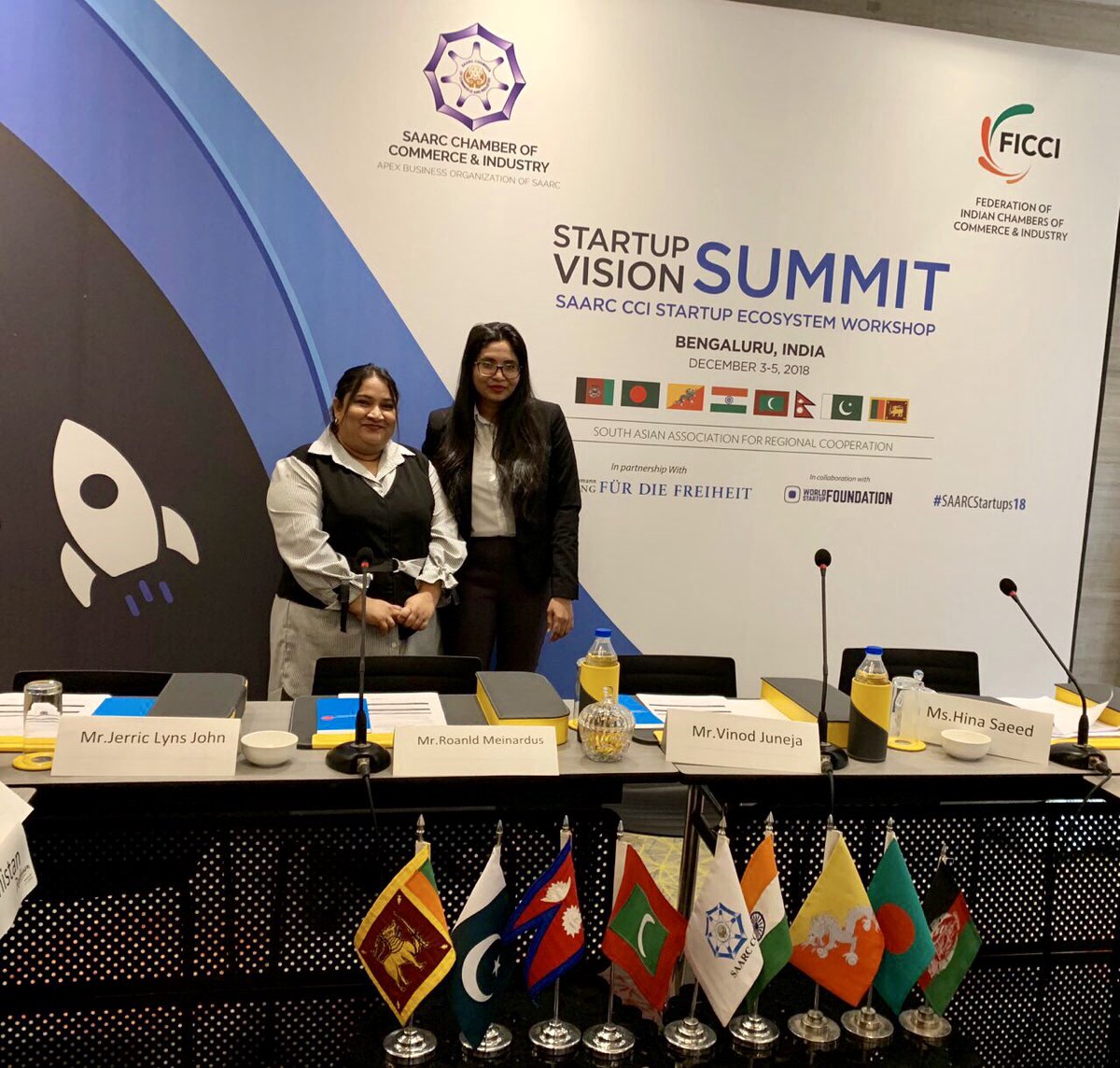 womenintechmv's tweet photo. Our members @Happittu @rasheed_rifa are participating in the  Startup Vision Summit by @SAARCCCI
#SAARCStartups18 https://t.co/cP9zQeOuTU