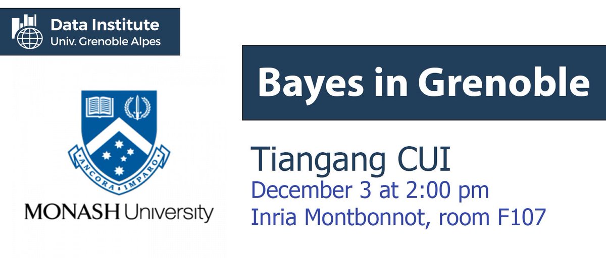 grenobledata's tweet photo. Today: #BIGseminar with Tiangang Cui from @MonashUni about "Optimization-based Sampling Approaches for Hierarchical Bayesian Inference" @ Inria Montbonnot @ 2:00pm 
➡https://t.co/caytqHjFkQ https://t.co/X3L3vSmjf6