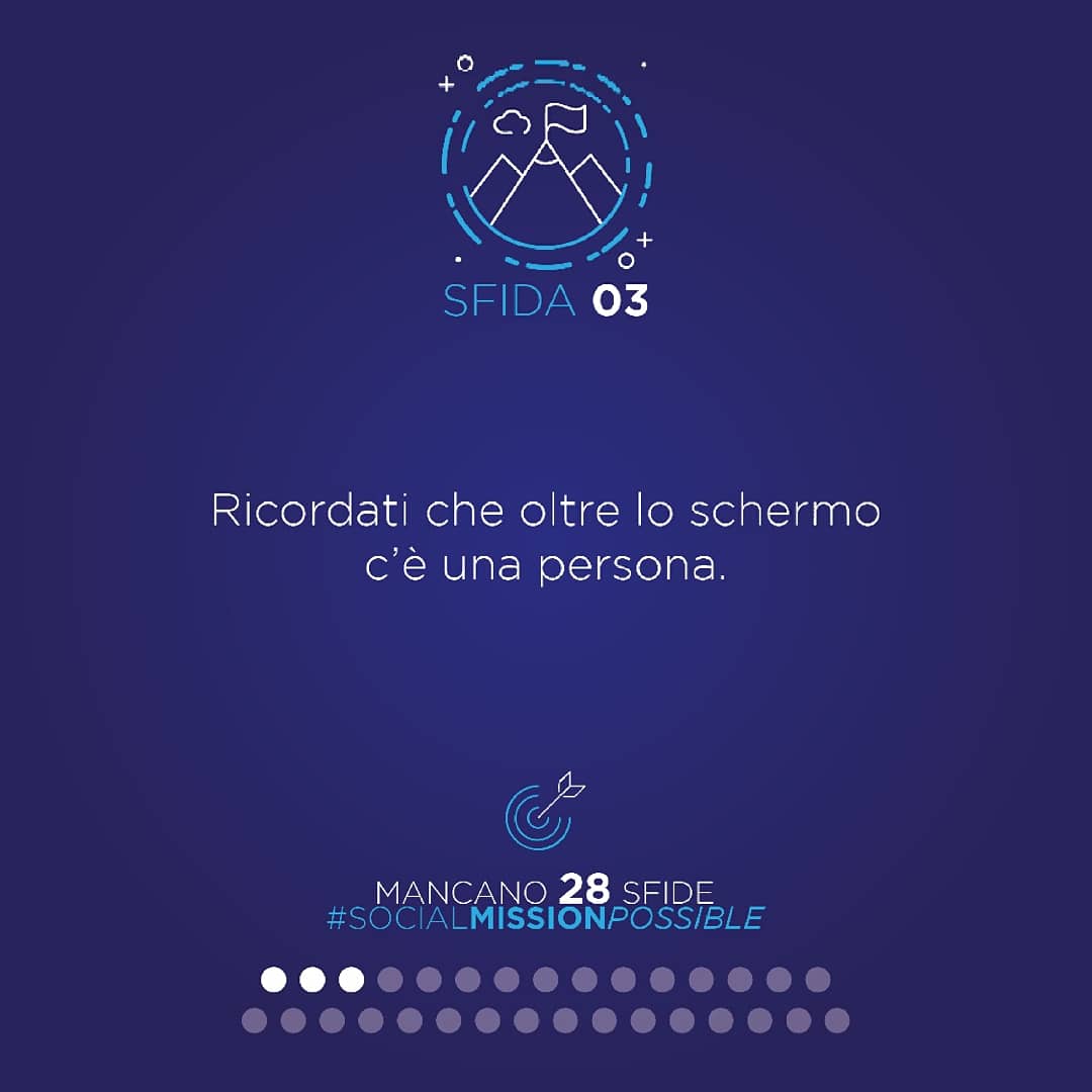 JacopoMasiero's tweet photo. È importante ricordarsi che dietro allo schermo del nostro smartphone non ci sono semplicemente immagini ma c'è il nostro prossimo! Ecco la sfida di oggi di #SocialMissionPossible https://t.co/dyH32dq7Uj