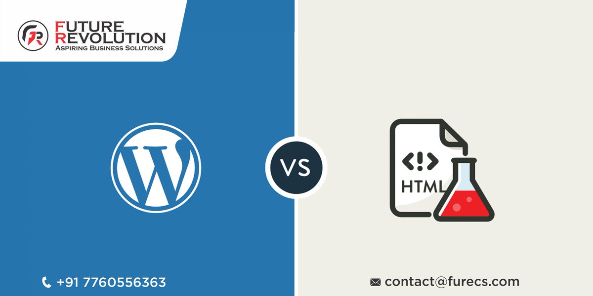 futurerevolute's tweet photo. "HTML Vs WordPress" - https://t.co/OR64woMKXY
Now, that is pretty much the introduction to #HTML and #WordPress. Let us get into the details on each one and find out which one you should choose to make your #website.
Contact: +91 7760556363 or Mail to contact@furecs.com
#Furecs https://t.co/Gd3agQuiQH
