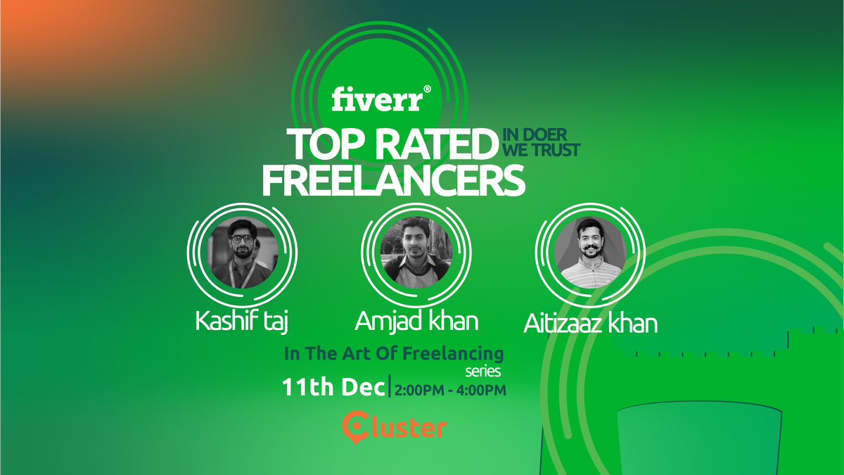 ClusterPK's tweet photo. Luckily, #Peshawar #community will be having three successful #freelancers under one roof.
Get actionable checklist, to kick-start your #freelancing career.
 #Fiverr #fiverrmeetup  #FiverrTopRated #TopRatedSellers #cluster #fiverrPeshawar https://t.co/KZMcatASba
