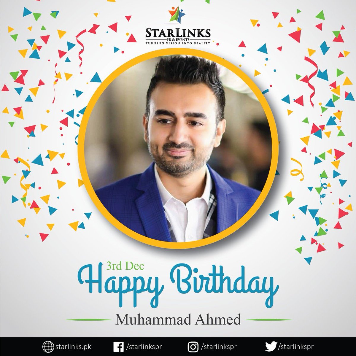 starlinkspr's tweet image. Starlinks PR &amp;amp; Events wishes the amazing blogger  #muhammadahmed ( @ebuzztoday ) a very Happy  Birthday 🎉 
Thank you for always  supporting us

#happybirthday #bestwishes  #blogger #ebuzztoday  #bollywood #lollywood #Hollywood #starlinkspr  #celebration