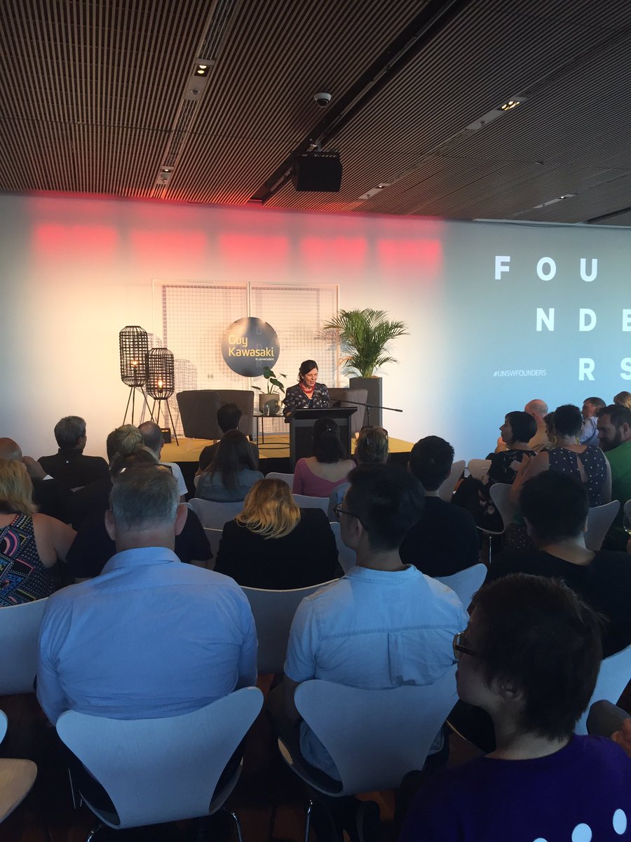 UNSWFounders's tweet photo. Our fearless leader @ElizabethEastla thanking our ecosystem for their incredible support and introducing @GuyKawasaki to Sydney! #unswfounders https://t.co/Dqp1RDMaPg