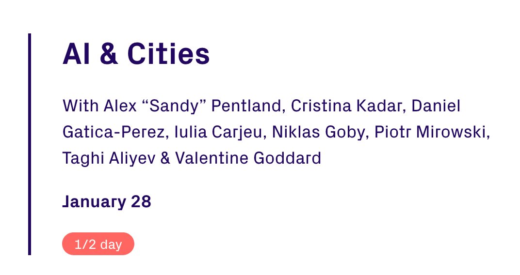 appliedmldays's tweet photo. The first tracks are up on the website. Example: AI &amp; Cities, with a stellar setup: https://t.co/SSG2HkTWUo - and there will be 16 of those!

(Early bird pricing ends this week) https://t.co/sO2dero1b2