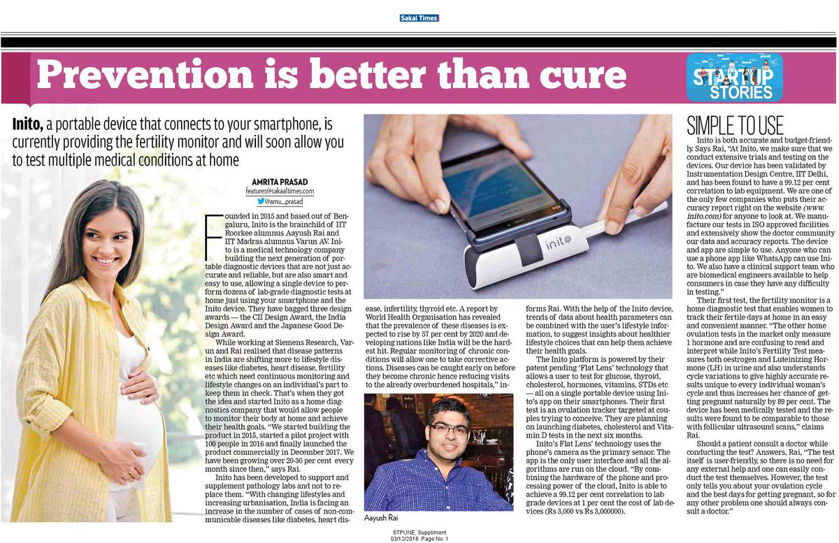 MediaMicPR's tweet photo. Prevention is better than cure! 
It's easier to stop something happening in the first place than to repair the damage after it has happened. 

#PRstories #coverage #clientdairies #INITO #fertilitytestmonitor #hardwardstartups #indianstartups #boomingindustry #stories https://t.co/CNCTvrXYEA