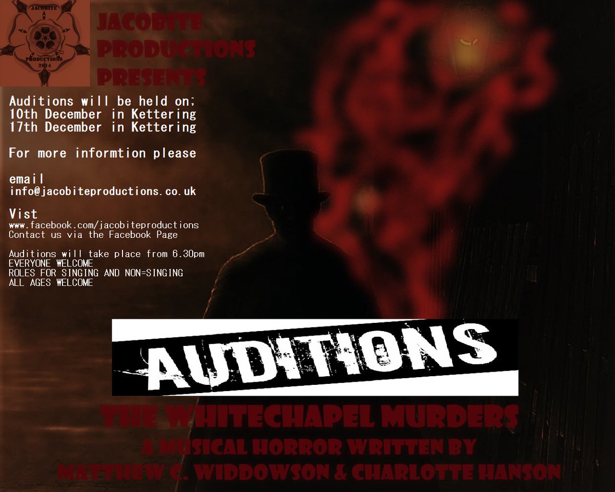 JacobitePrdctns's tweet photo. Northamptonshire based musical horror show. Contact us to arrange your audition https://t.co/QtoSBgYTNP