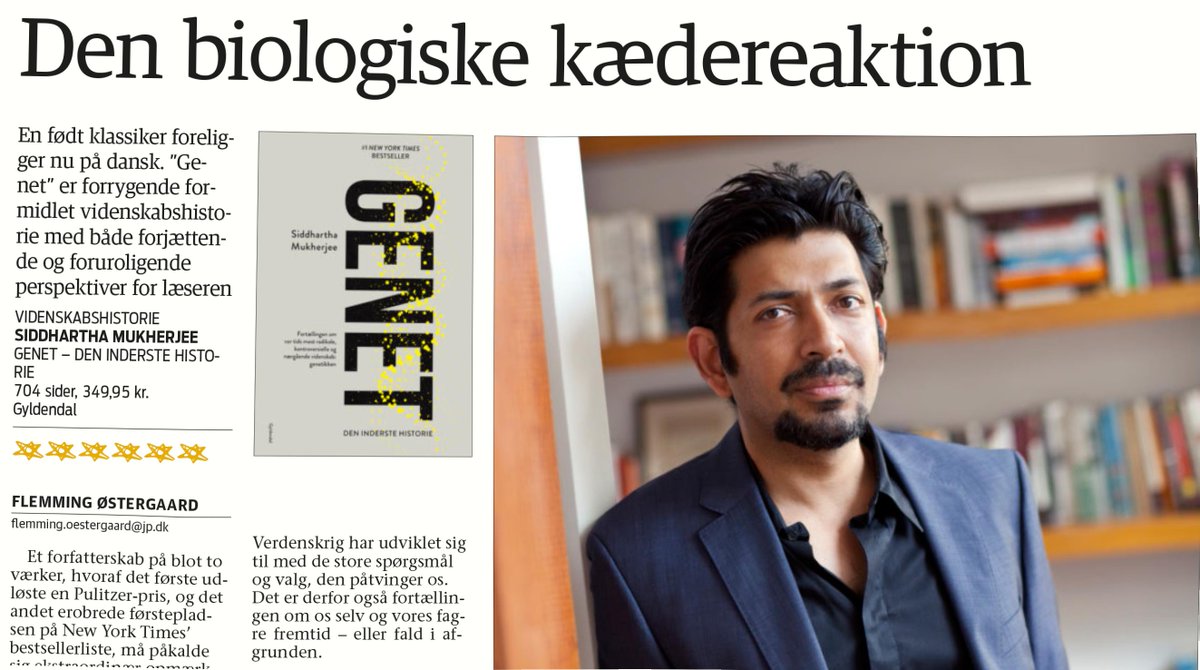 bognu's tweet photo. "Forrygende formidlet videnskabshistorie" skriver JP om Siddhartha Mukherjees DNA-klassiker og giver 6 stjerner. @Gyldendal #bedstebognu https://t.co/wolB9pgOXw https://t.co/buwdz5Vh7d