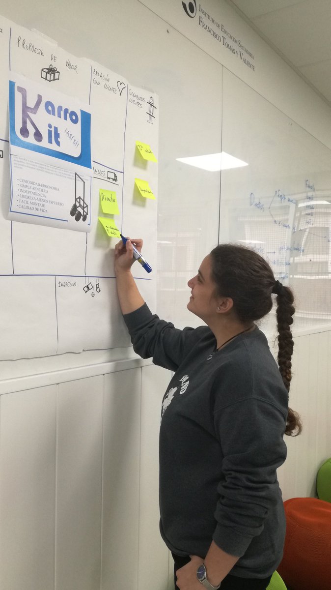 Ariadna planteando el canvas model de #karrokit #emprendimiento <a href="/iestomvalmadrid/">IES Tomas y Valiente</a>