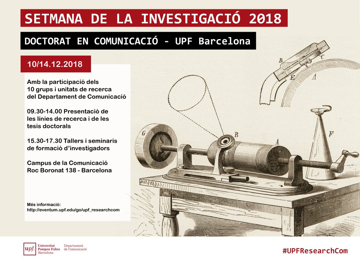 cscolari's tweet image. Setmana de la Investigació i del Doctorat en Comunicació - Més informació i registració: eventum.upf.edu/event_detail/2… #UPFResearchCom @UPFBarcelona @facom_UPF @OCMDigiDoc @carlesora @lcodina @cpontsorribes @clik_UPF #RecercaUPF