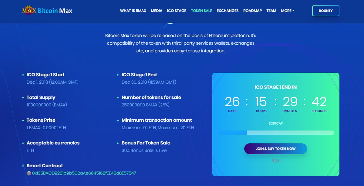 BitcoinMax2's tweet image. ICO Token price changed now token price 1 BMAX=0.000001 ETH or 1 ETH=1000000 BMAX
With 30% Bonus (ICO Live)
Join ICO Sale: bitcoinmax.info