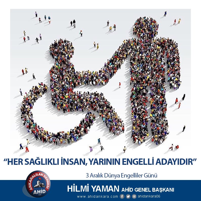 AhidAnkara06's tweet photo. ''Engelleri sevgiyle aşalım, hayatı beraber paylaşalım.'' @HilmiYaman06 

#3AralıkDünyaEngellilerGünü https://t.co/PJQ6Q1dEpd
