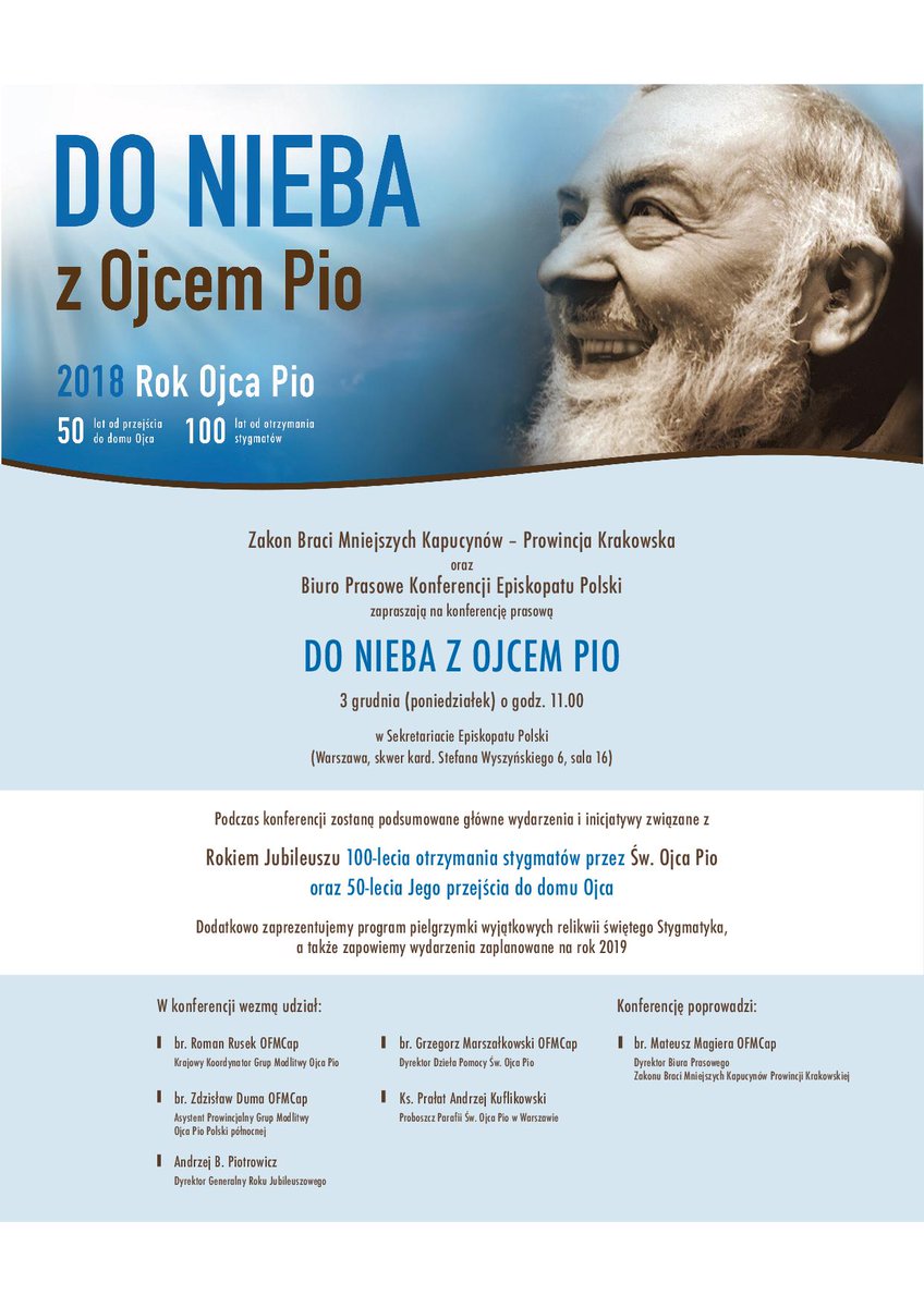 zOjcemPio's tweet photo. W dniu dzisiejszym odbędzie się w Sekretariacie Konferencji Episkopatu Polski #konferencjaprasowa podsumowująca zarówno #rokjubileuszowy #donieba #ZOjcemPio jak i zapowiadająca peregrynację relikwii św. #OjcaPio, które przybędą do Polski prosto z San Giovanii Rotondo we Włoszech. https://t.co/OQ1m8FNays