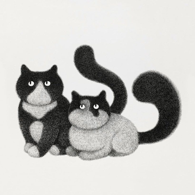 Magnavista_'s tweet photo. Un ilustrador taiwanés es el autor de este proyecto bautizado como "The Furry Thing". Auténticas bolas de pelo que transmiten toda su expresividad a través de los ojos. ¡Lo que puede dar de sí un bolígrafo de punta fina! #vizeversa #illustration #pets #TheFurryThing #KamweiFong https://t.co/I08AfzL8uV
