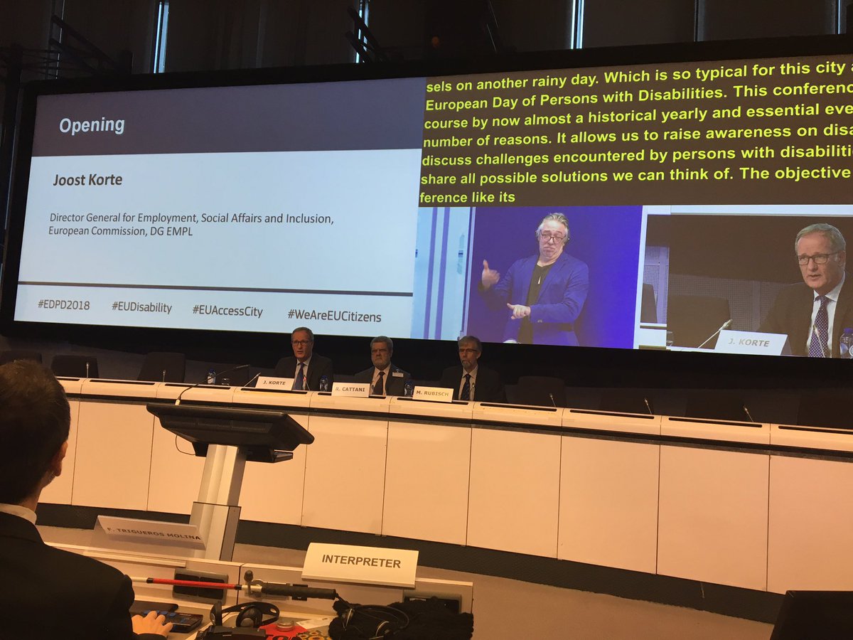 EDbN_org's tweet photo. Starting ceremony European Day of persons with Disabilities @JoostKorte #RodolfoCattani #MaxRubish #EPD2018 https://t.co/QQdeVjXP2E