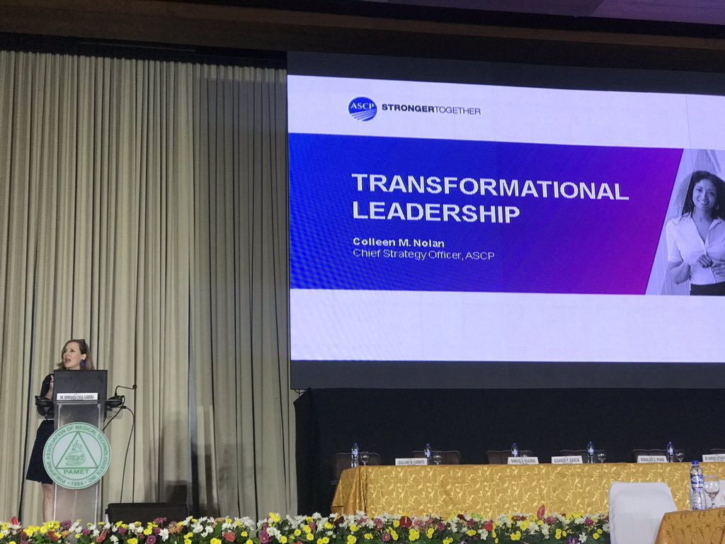 Rex Famitangco,MS, MASCP, MLS(ASCP)cm QLCcm (@rex_mls) on Twitter photo Colleen Nolan, Chief Strategy Officer at ASCP talked about Transformational Leadership at the 54th PAMET Annual Convention, Manila, Philippines “Leadership is not only a position someone holds, it is a process & relationship between people”. <a href="/ASCP_Chicago/">ASCP</a> <a href="/PAMETUSA/">PAMET-USA, Inc.</a> <a href="/ColleenNolan1/">Colleen Nolan</a> Colleen Nolan, Chief Strategy Officer at ASCP talked about Transformational Leadership at the 54th PAMET Annual Convention, Manila, Philippines “Leadership is not only a position someone holds, it is a process & relationship between people”. <a href="/ASCP_Chicago/">ASCP</a> <a href="/PAMETUSA/">PAMET-USA, Inc.</a> <a href="/ColleenNolan1/">Colleen Nolan</a>