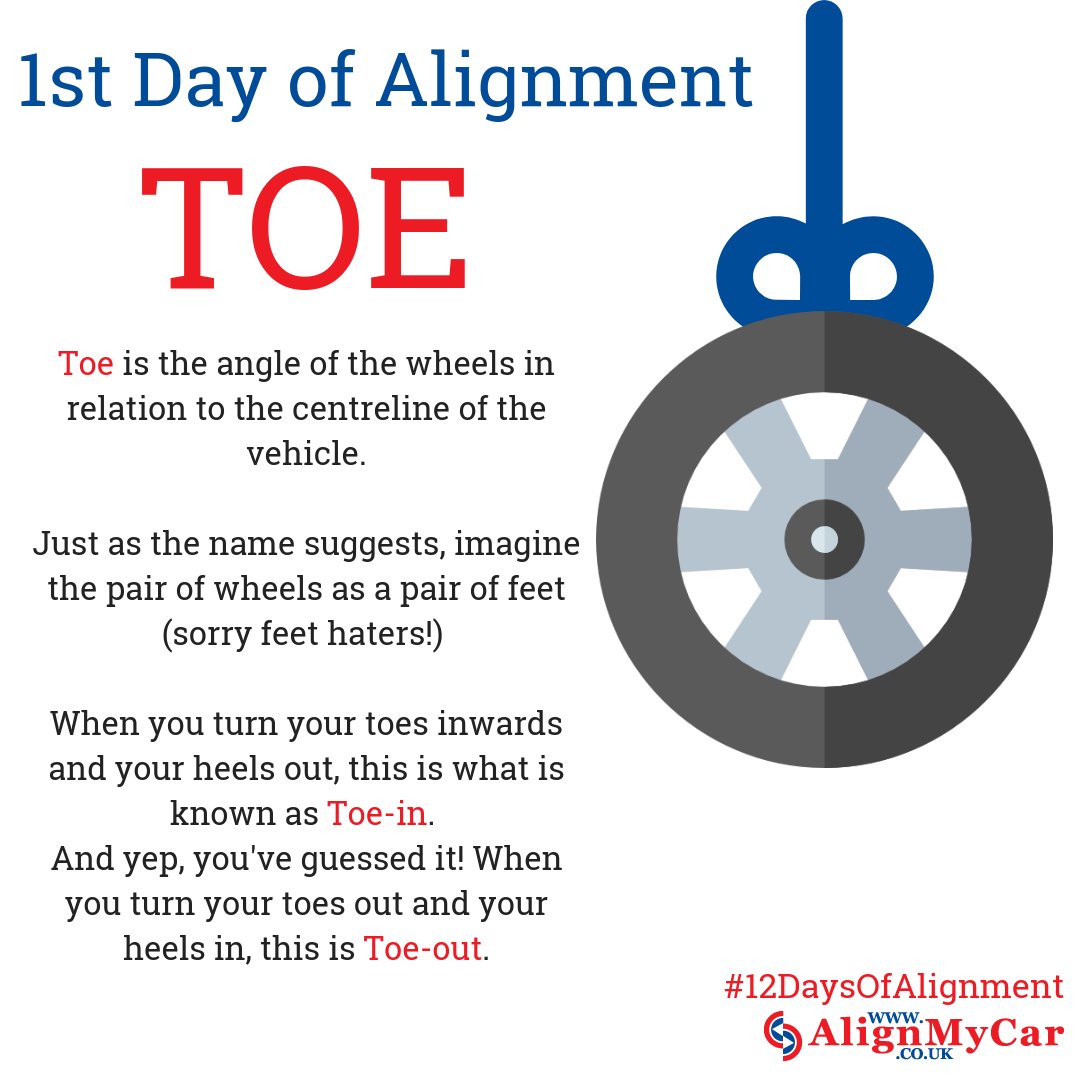 AlignMyCarUK's tweet image. #12DaysOfAlignment: Toe 

#DidYouKnow what toe-in and toe-out means when it comes to #wheelalignment? Now you can know your stuff when you go to your nearest centre which you can find on AlignMyCar.co.uk 🚗