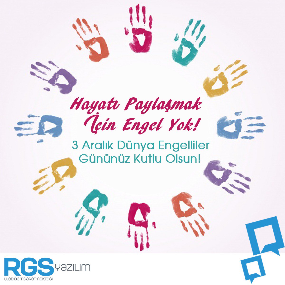 rgsyazilim's tweet photo. HAYATI PAYLAŞMAK İÇİN ENGEL YOK!
#engellilergunu 
#sahipçıkalım
#EngelOlmaDestekOl 
#birgündeğilhergün https://t.co/4wxhSEaAGQ