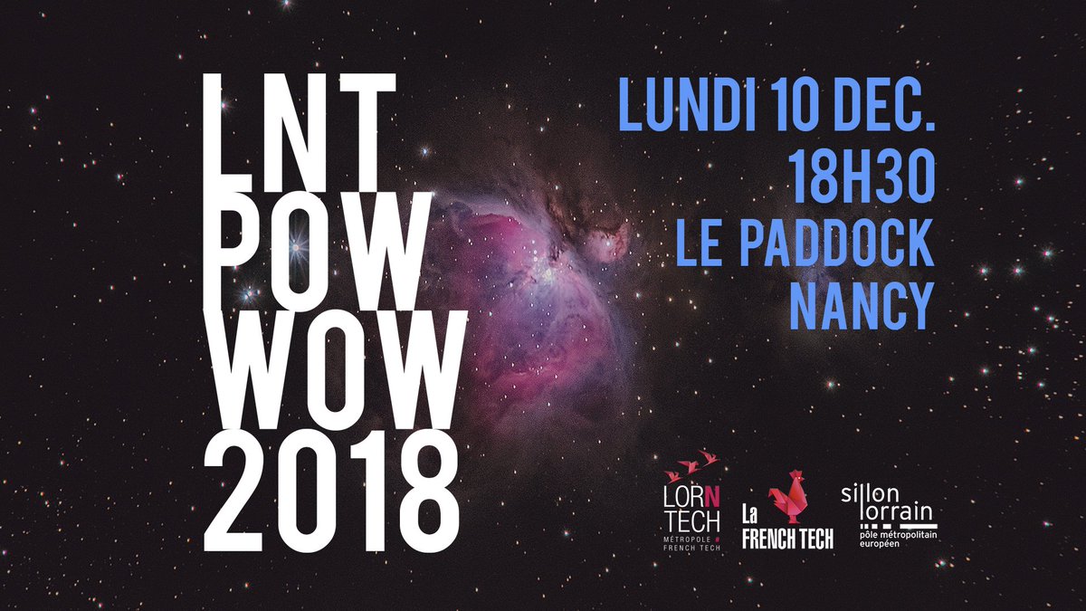 FrenchTech_Est's tweet photo. ✨ LORNTECH POW WOW is back ✨ !!! lundi 10 décembre prochain au @Pddckfr à #Nancy ! Réjouissons-nous de cette soirée annonçant toutes les nouveautés coté Lorntech &amp; écosystème / INFOS &amp; INSCRIPTIONS : (obligatoires)  https://t.co/PETWUf1HuO https://t.co/qwQoA9wSBm