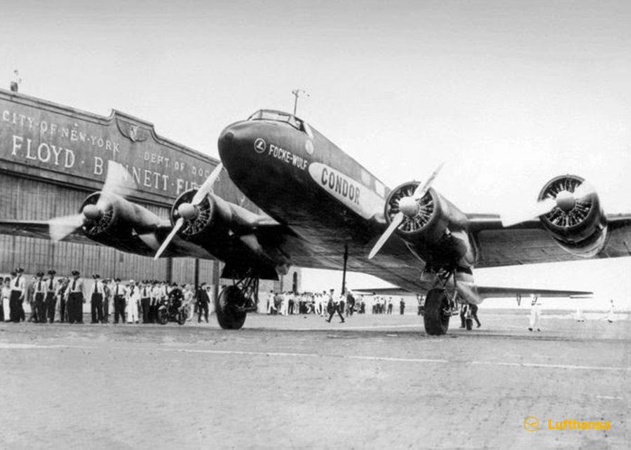 lufthansavintag's tweet photo. LH Focke-Wulf Condor after completing the first transatlantic flight from Berlin.
Photo: @lufthansa
Aircraft: Focke-Wulf Fw 200 Condor
Airport: Floyd Bennett Field (NOP/NYPD)
Reg: D-AETA
Date: Aug.11.1938
Status: Unknown
-
-
#lufthansa #fockewulf #fw200condor #lufthansavintage https://t.co/6ddaKZvcfx