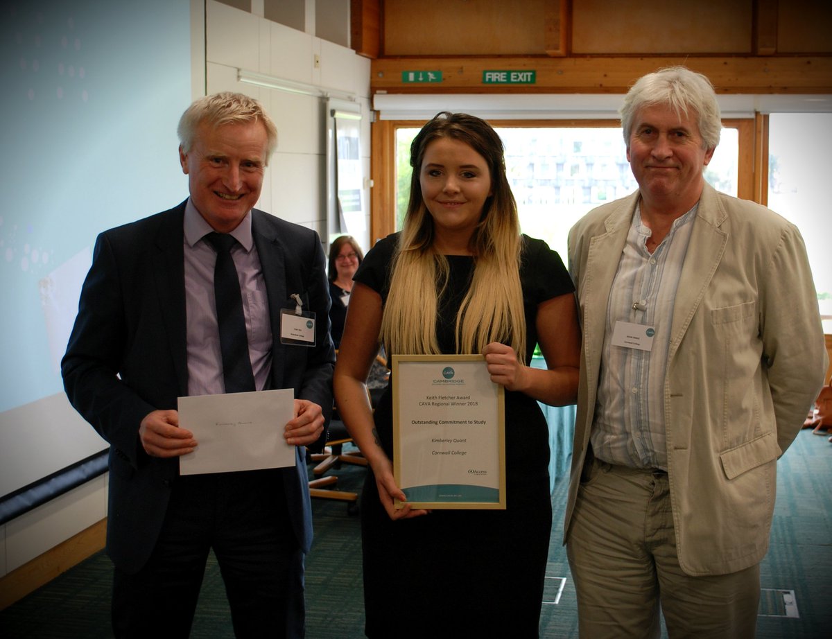 CambridgeAVA's tweet photo. #Accesstohe CAVA regional winner 2018 - Outstanding Commitment to Study - Kimberley Quant - @CornwallCollege https://t.co/iKM0JvNGEB