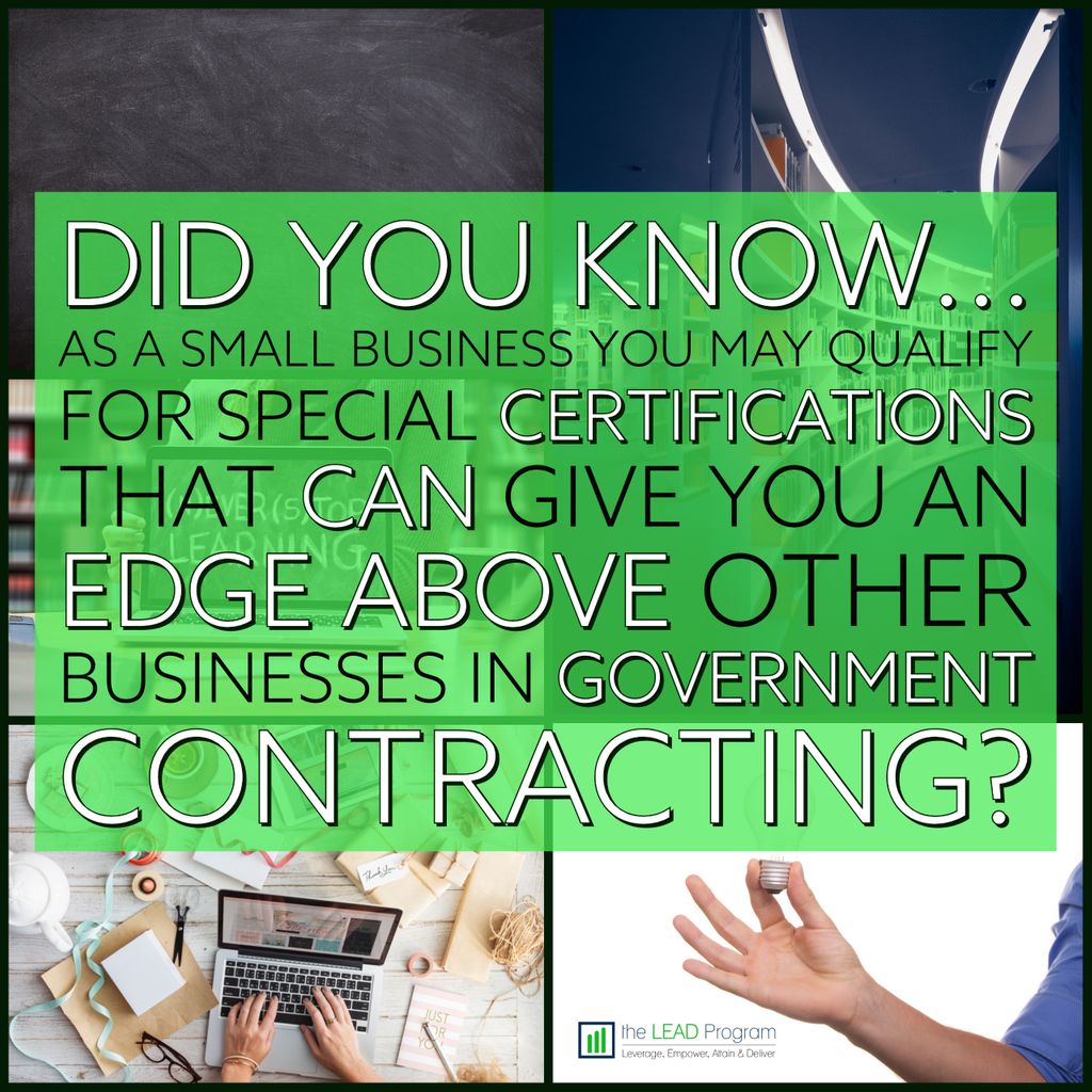 TheLEAD_Program's tweet image. DID YOU KNOW?? #TheLEADProgram #SmallBusiness #Certifications #GovernmentContracting