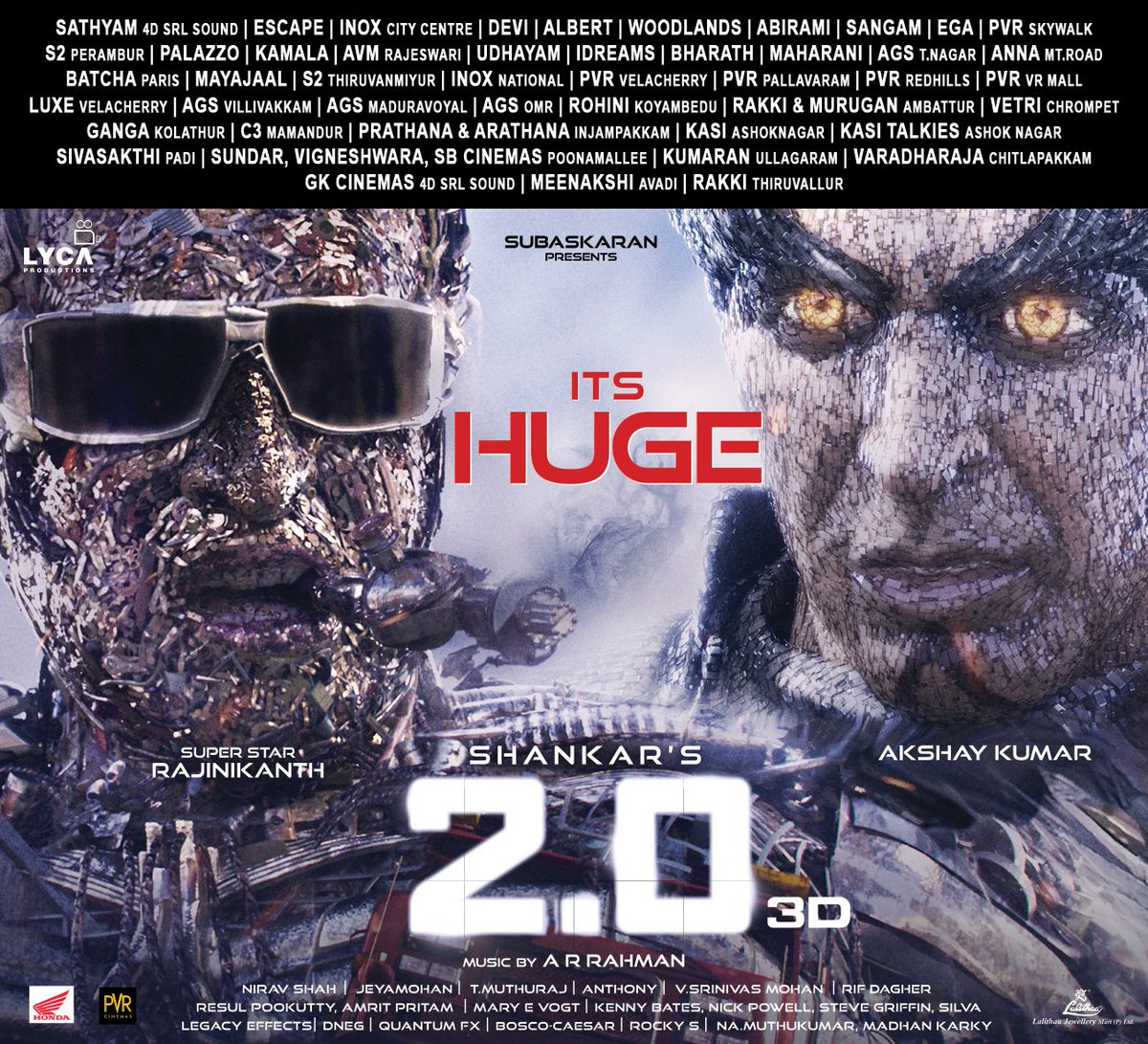 LycaProductions's tweet photo. Blazing in theatres near you!
Grab your #2Point0 tickets now...
#2Point0MegaBlockbuster @2Point0movie @rajinikanth @akshaykumar @shankarshanmugh @iamAmyJackson @arrahman https://t.co/kgzNYnnMzg